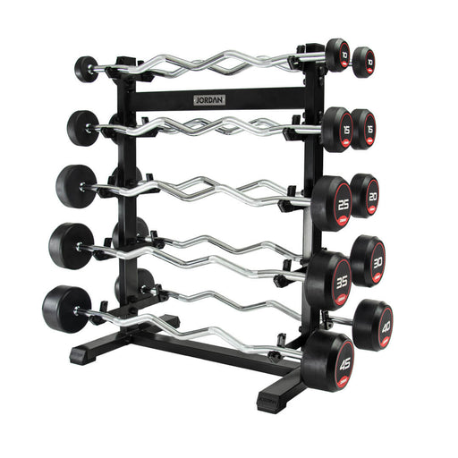10-Bar Barbell Rack in Black with Barbells