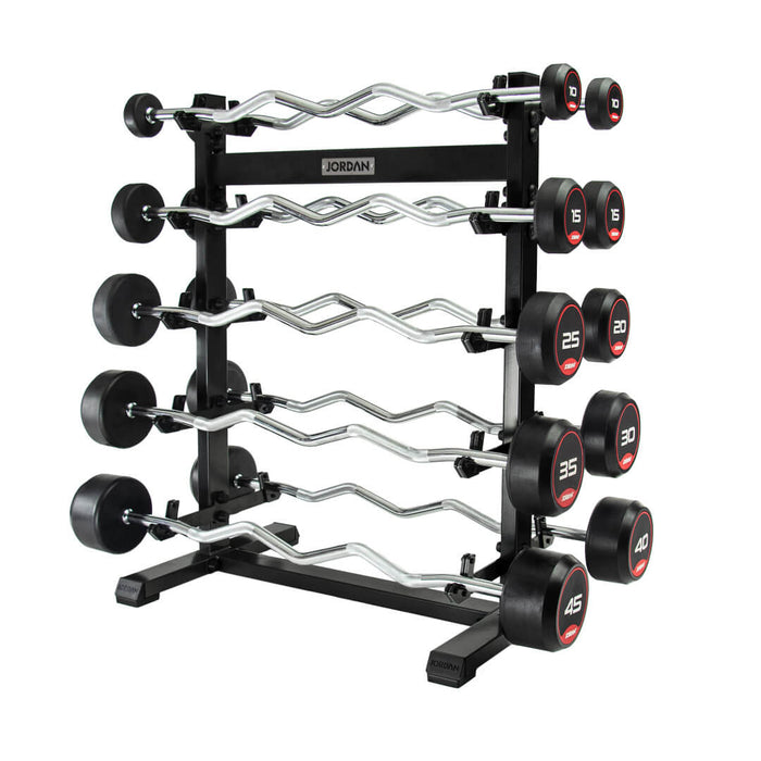 10-Bar Barbell Rack in Black with Barbells