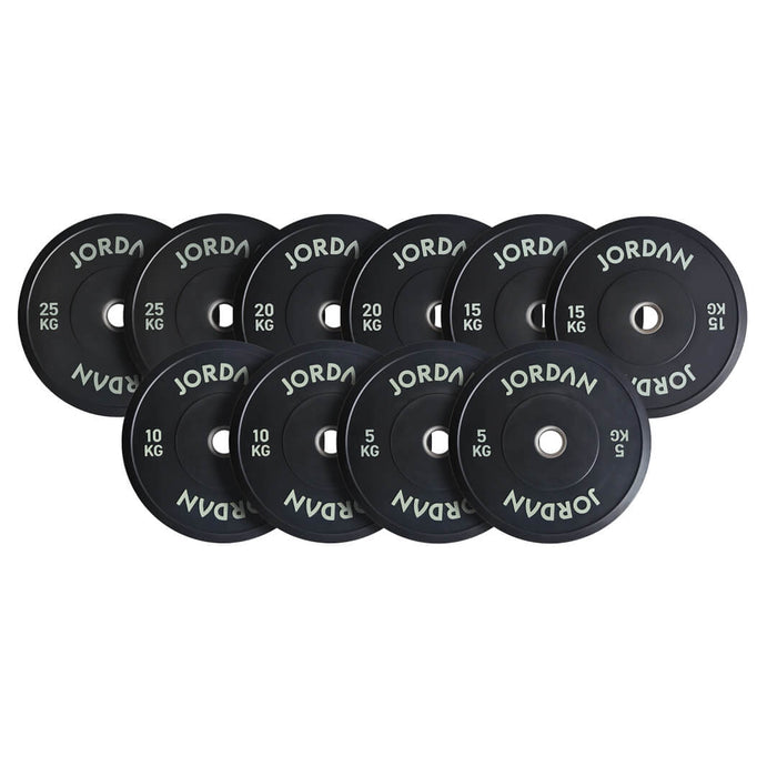 150kg Jordan black rubber bumper weight plate set
