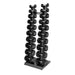 Jordan grey vertical dumbbell rack with grey dumbbells on the rack