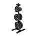Black Olympic Weight Plate Tree filled with weight plates