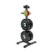 Grey Olympic Weight Plate Tree filled with weight plates