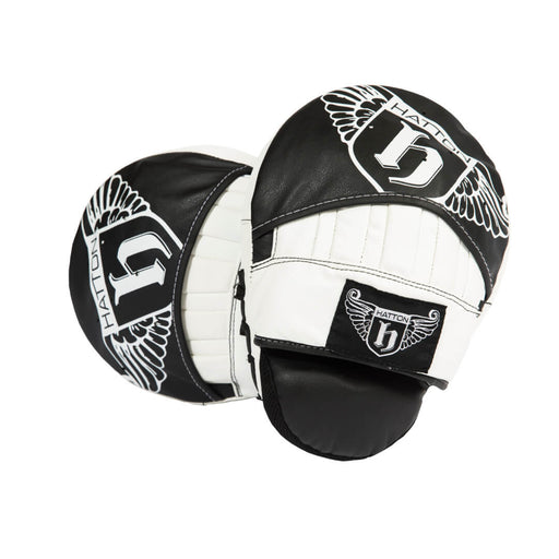 Hatton boxing curved focus pads for boxing in black and white