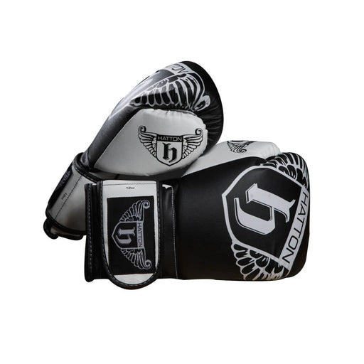 Hatton Boxing Sparring Gloves in black and white