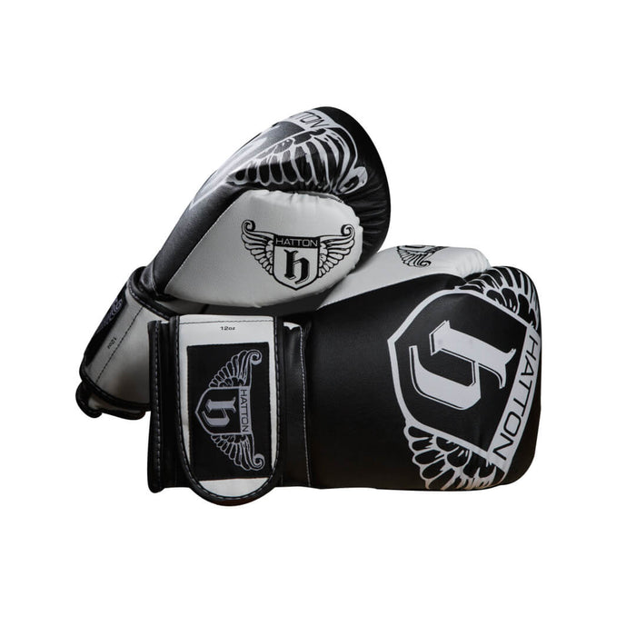 Hatton Boxing Sparring Gloves in black and white