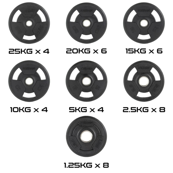 JORDAN Rubber Tri-Grip Olympic Weight Plate Set