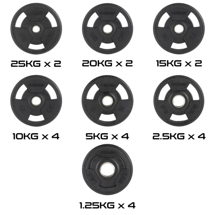 JORDAN Rubber Tri-Grip Olympic Weight Plate Set
