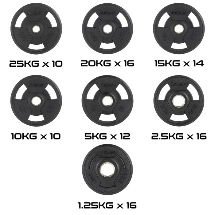 JORDAN Rubber Tri-Grip Olympic Weight Plate Set