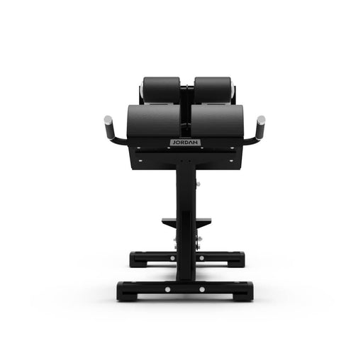 Front view of the jordan glute and hamstring machine in black