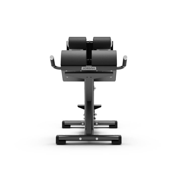 Front view of the jordan glute and hamstring machine in grey