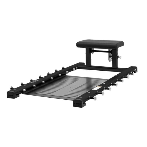 Front angle view of the Jordan glute hip thrust bench in black