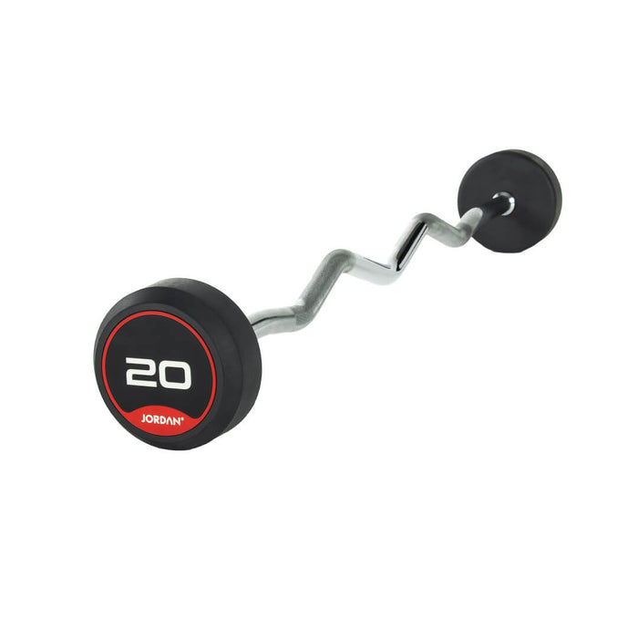 JORDAN Rubber Fixed Curl Barbells 20kg