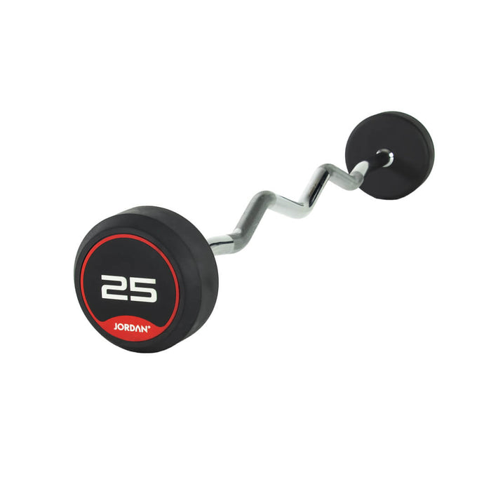 JORDAN Rubber Fixed Curl Barbells 25kg