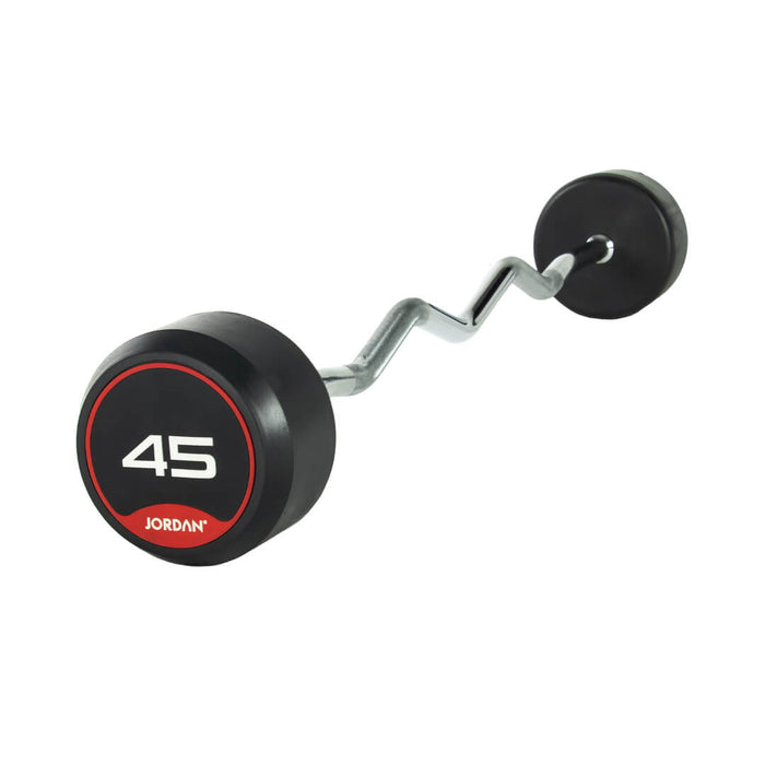 JORDAN Rubber Fixed Curl Barbells 45kg
