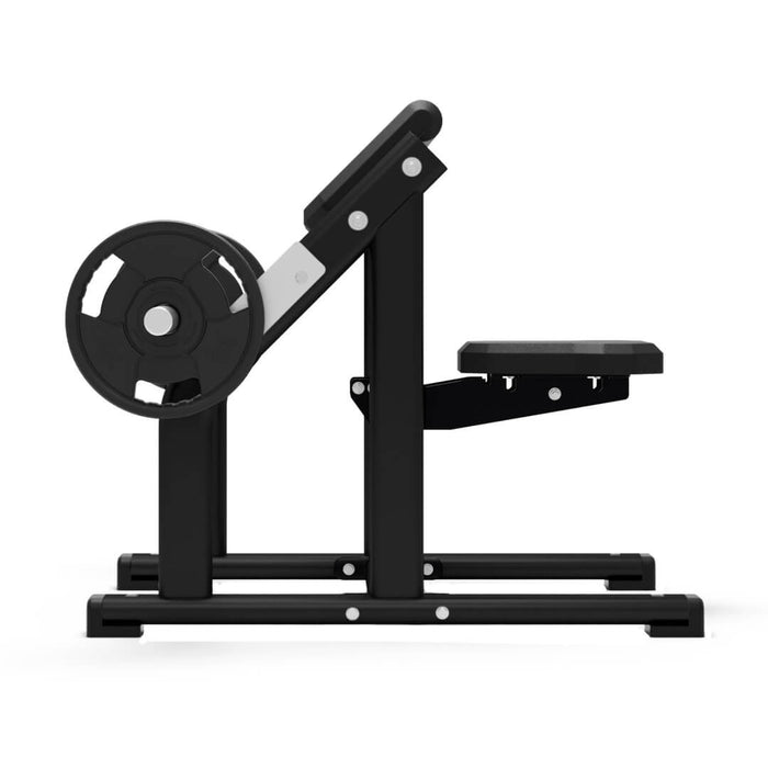 Side view of the jordan seated preacher curl bench in black