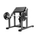 Front view of the jordan seated preacher curl bench in grey