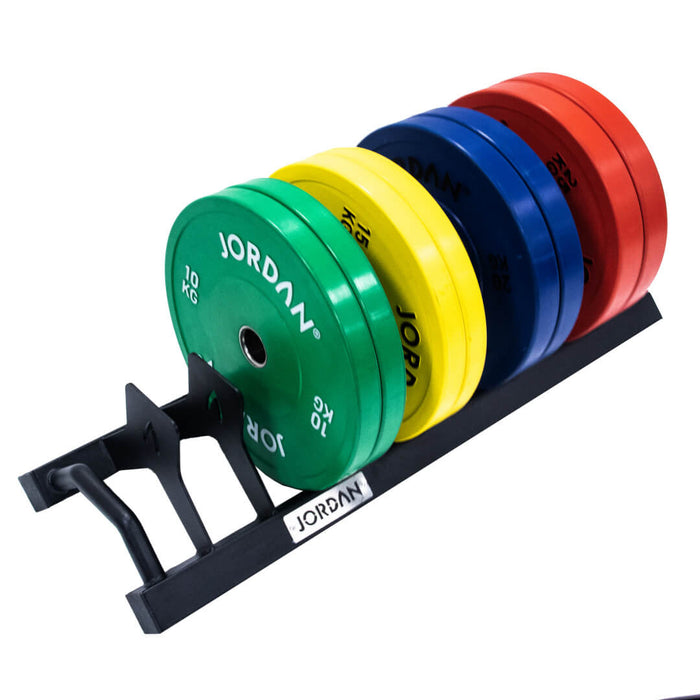 JORDAN Weight Plate Toaster Rack in black filled with weight plates