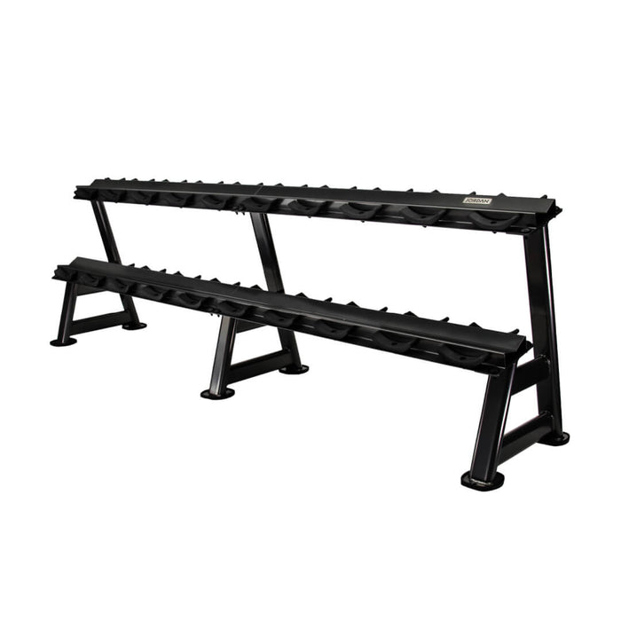 Black 10-Pair, 2-Tier Dumbbell Rack