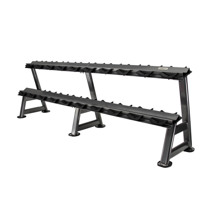 Grey 10-Pair, 2-Tier Dumbbell Rack