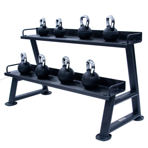 2 Tier Black Jordan Kettlebell Rack with Kettlebells