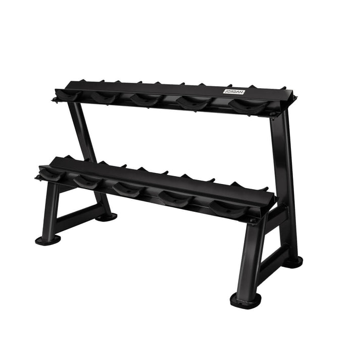 Black 5-Pair, 2-Tier Dumbbell Rack
