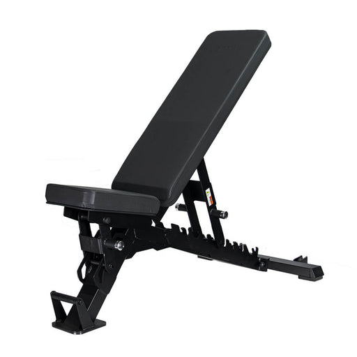 Front angled adjustable weight bench in an incline position