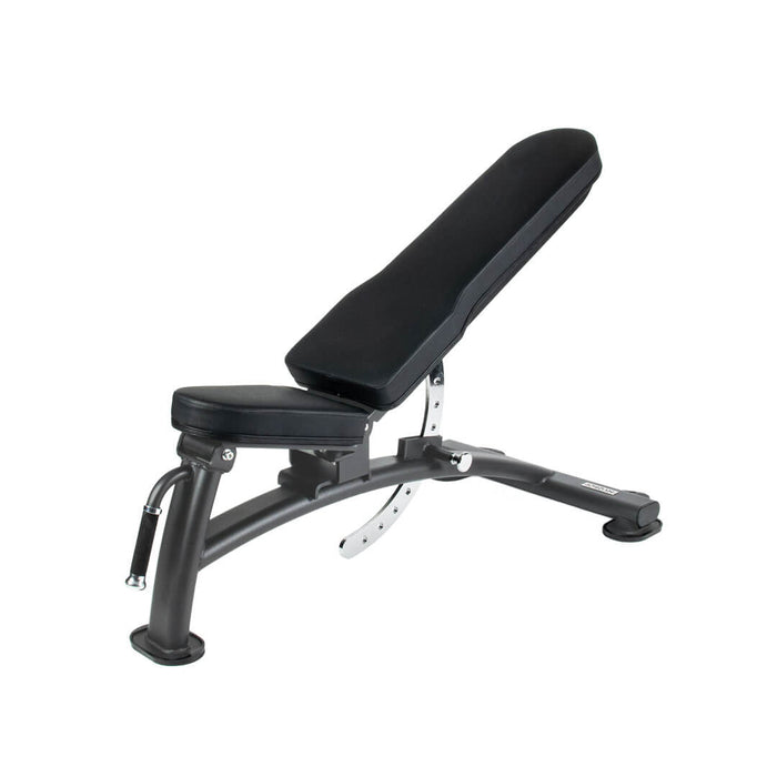 Front angled view of the jordan incline/decline adjustable weight bench in grey