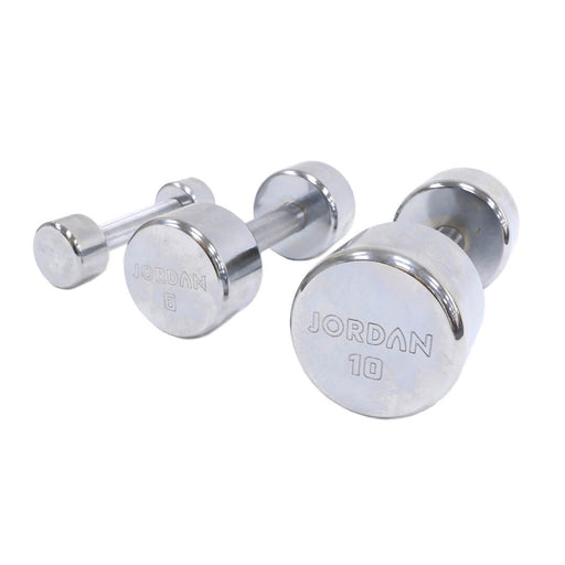 Close up of the Jordan Chrome Dumbbells