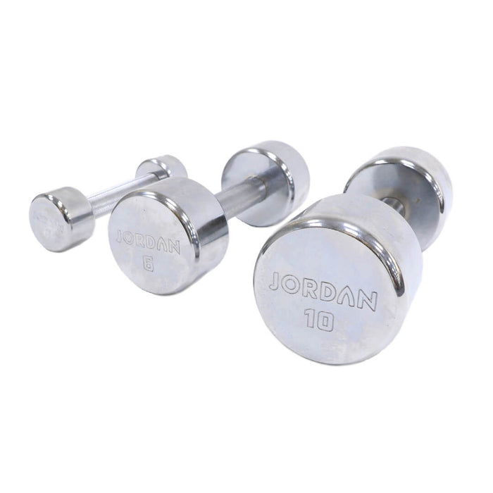 Close up of the Jordan Chrome Dumbbells