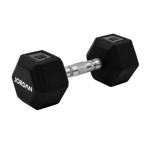 Close up of a 10kg Urethane HEX Dumbbell