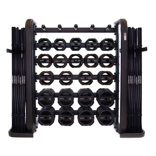 Jordan studio barbell rack with 30 rubber sets 