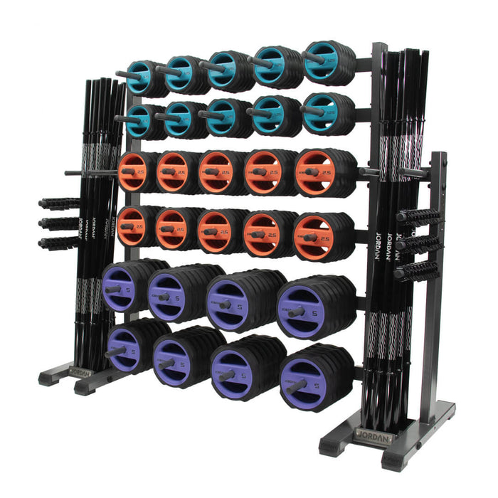 Jordan studio barbell rack that holds up to 30 sets in grey