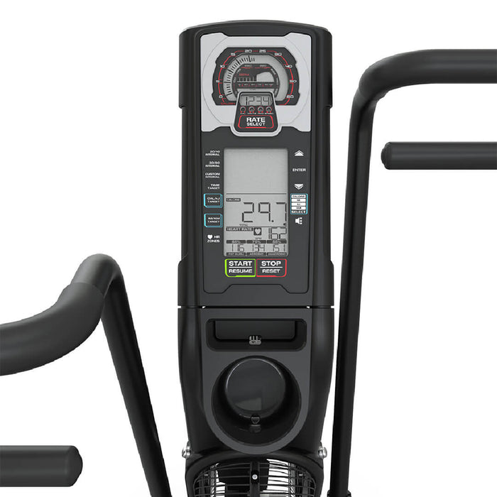 close up image of the adx fan bikes console
