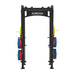 front straight view of the jordan j75 cable rack in black with weight plates