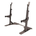 front angled view of the jordan premium heavy duty squat stand in grey